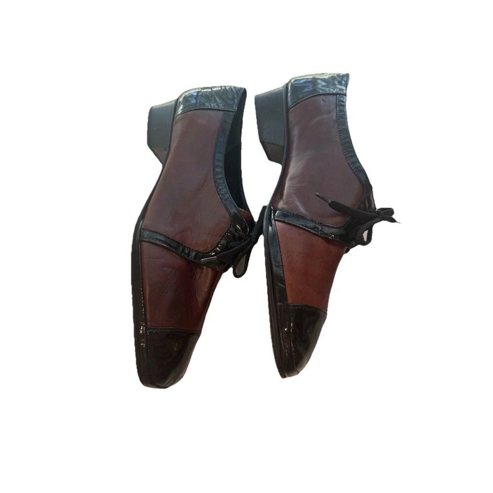 amalfi by rangoni Two Tone Burgundy Patent Leather Oxford Women’s Shoes Sz 9 - Picture 2 of 5